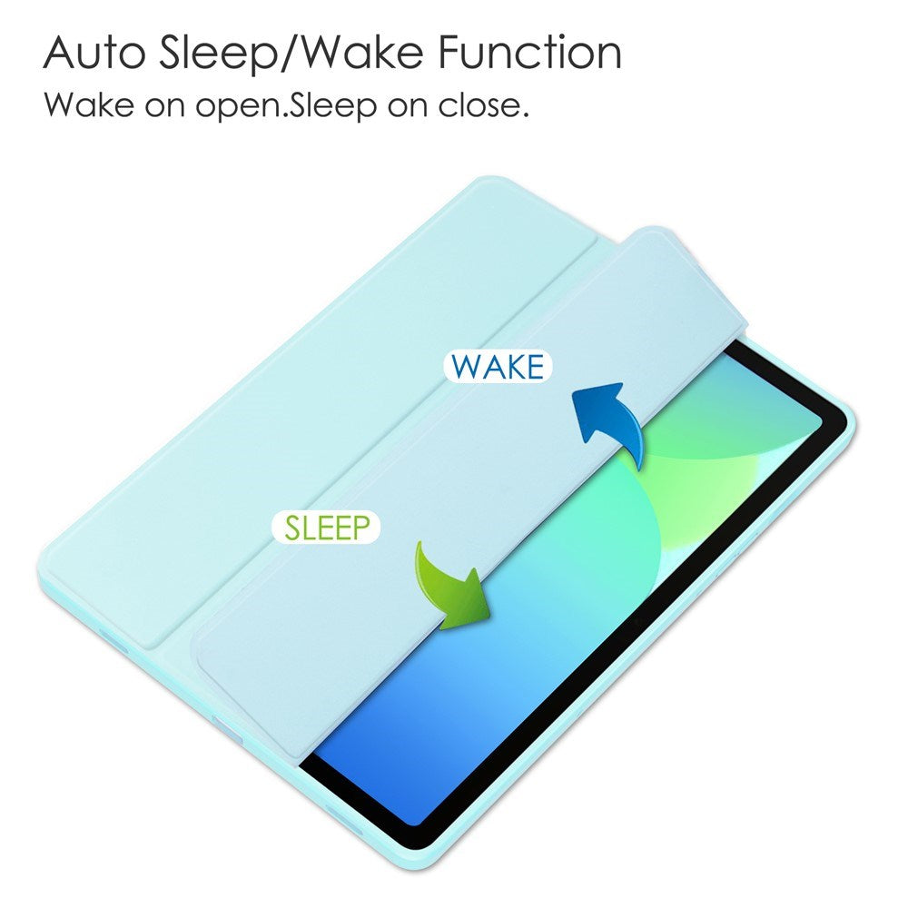 EIDERWOOD Samsung Galaxy Tab S10 Lite / S10 FE / S9 FE Tablet Flip Cover m. Ståfunktion & Stylus Pen-Holder - Gennemsigtig / Lyseblå