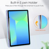EIDERWOOD Samsung Galaxy Tab S10 Lite / S10 FE / S9 FE Tablet Flip Cover m. Ståfunktion & Stylus Pen-Holder - Gennemsigtig / Lyseblå