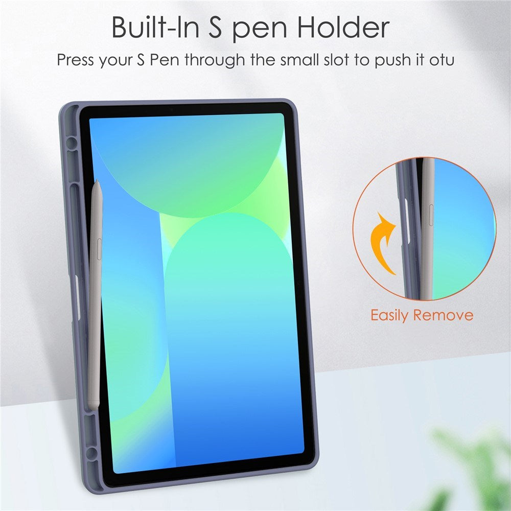 EIDERWOOD Samsung Galaxy Tab S10 Lite / S10 FE / S9 FE Tablet Flip Cover m. Ståfunktion & Stylus Pen-Holder - Gennemsigtig / Grålilla