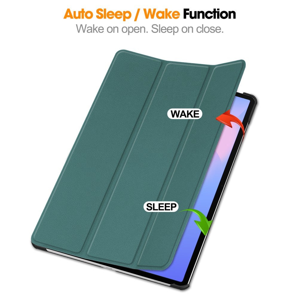 Samsung Galaxy Tab S10 FE+ (Plus) - EIDERWOOD Kunstlæder Flip Cover m. Ståfunktion & Pencil Holder - Grøn