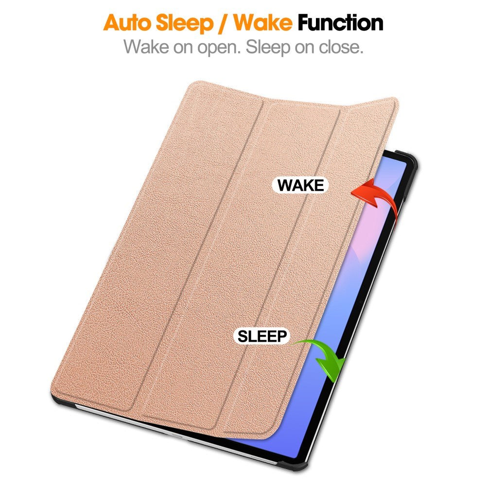 Samsung Galaxy Tab S10 FE+ (Plus) - EIDERWOOD Kunstlæder Flip Cover m. Ståfunktion & Pencil Holder - Rose Gold