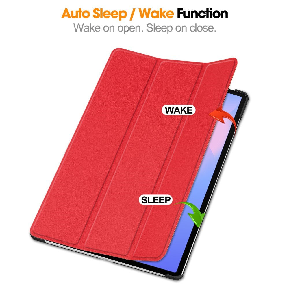 Samsung Galaxy Tab S10 FE+ (Plus) - EIDERWOOD Kunstlæder Flip Cover m. Ståfunktion & Pencil Holder - Rød