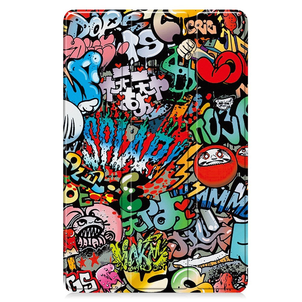 Samsung Galaxy Tab S10 FE+ (Plus) - EIDERWOOD Tri-Fold Kunstlæder Flip Cover m. Mønster - Graffiti