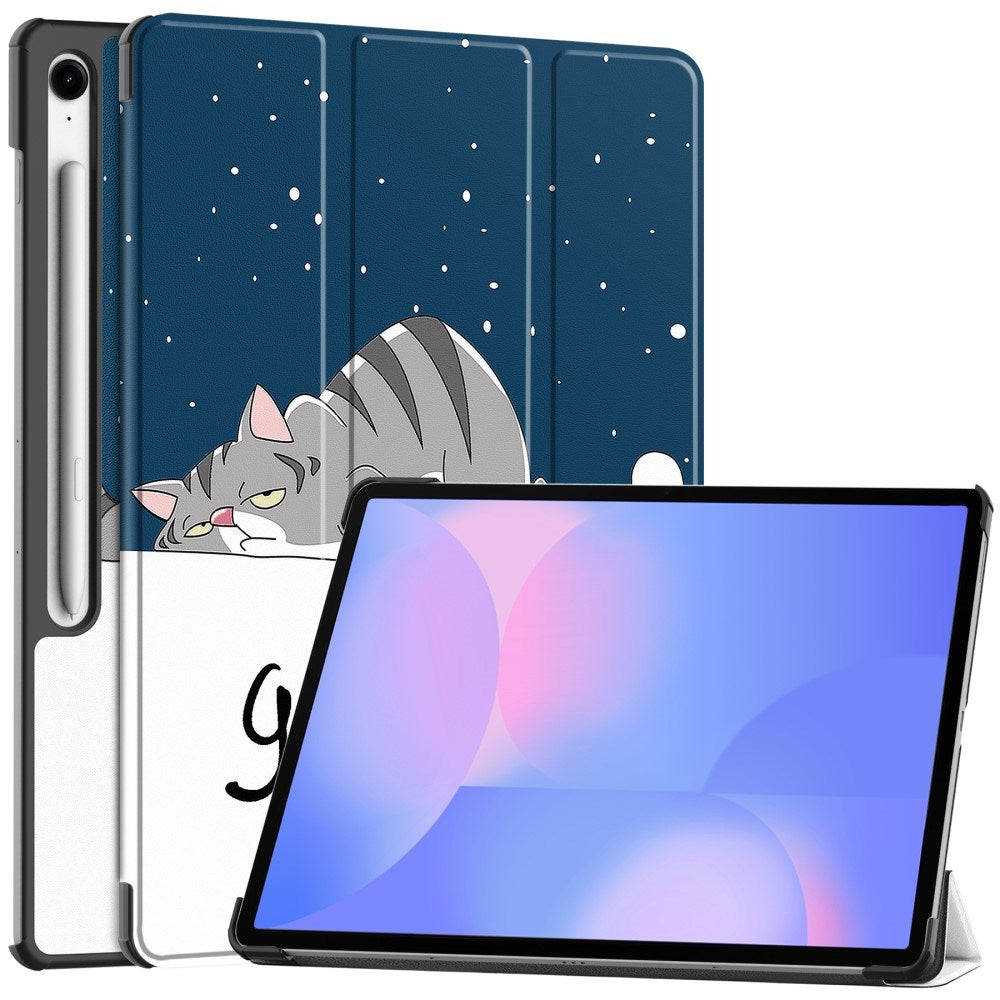 Samsung Galaxy Tab S10 FE+ (Plus) - EIDERWOOD Tri-Fold Kunstlæder Flip Cover m. Mønster - Kat