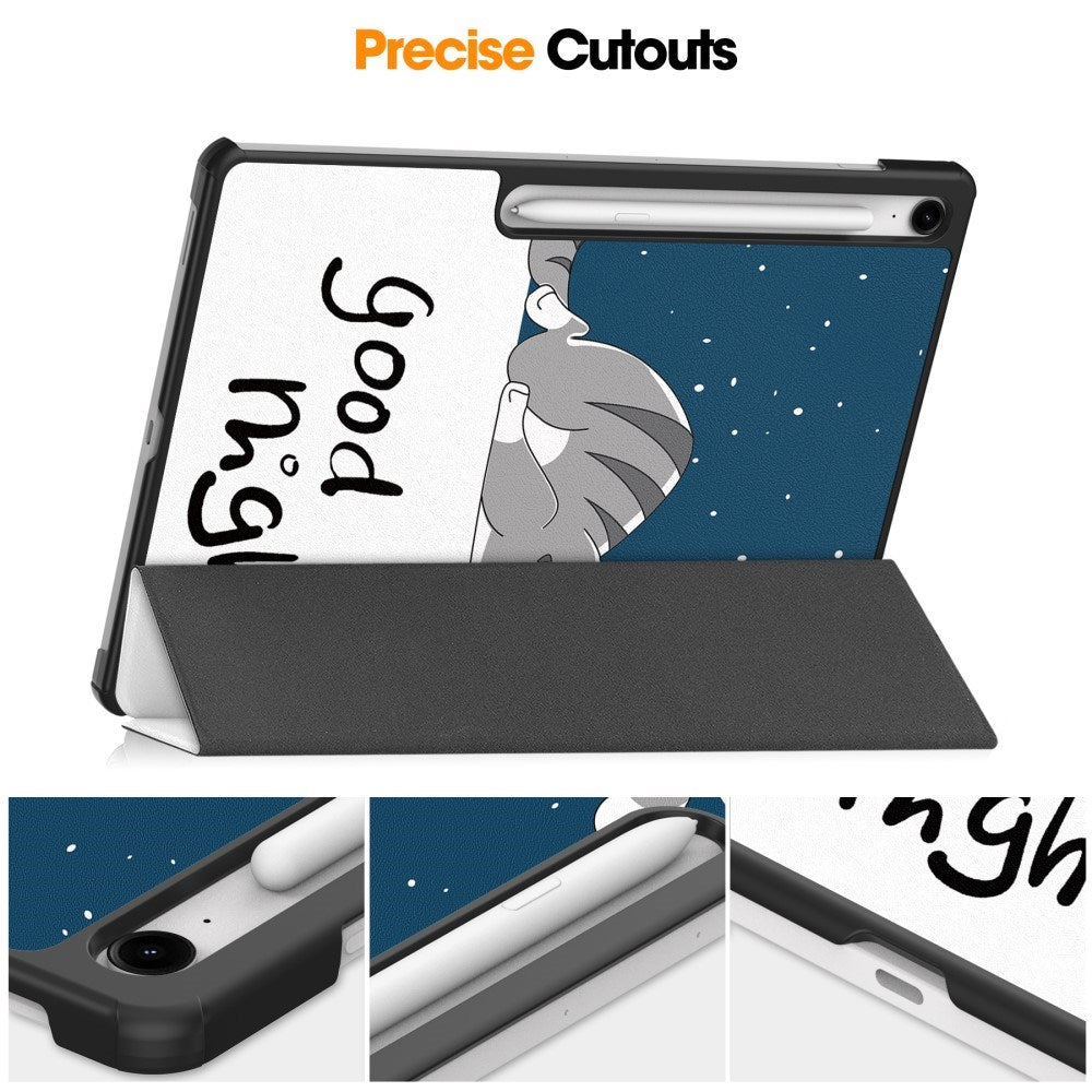 Samsung Galaxy Tab S10 FE+ (Plus) - EIDERWOOD Tri-Fold Kunstlæder Flip Cover m. Mønster - Kat