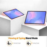 EIDERWOOD Samsung Galaxy Tab S10 FE+ (Plus) Tri-Fold Kunstlæder Tablet Cover m. Stylus Pen Holder - Lyserød