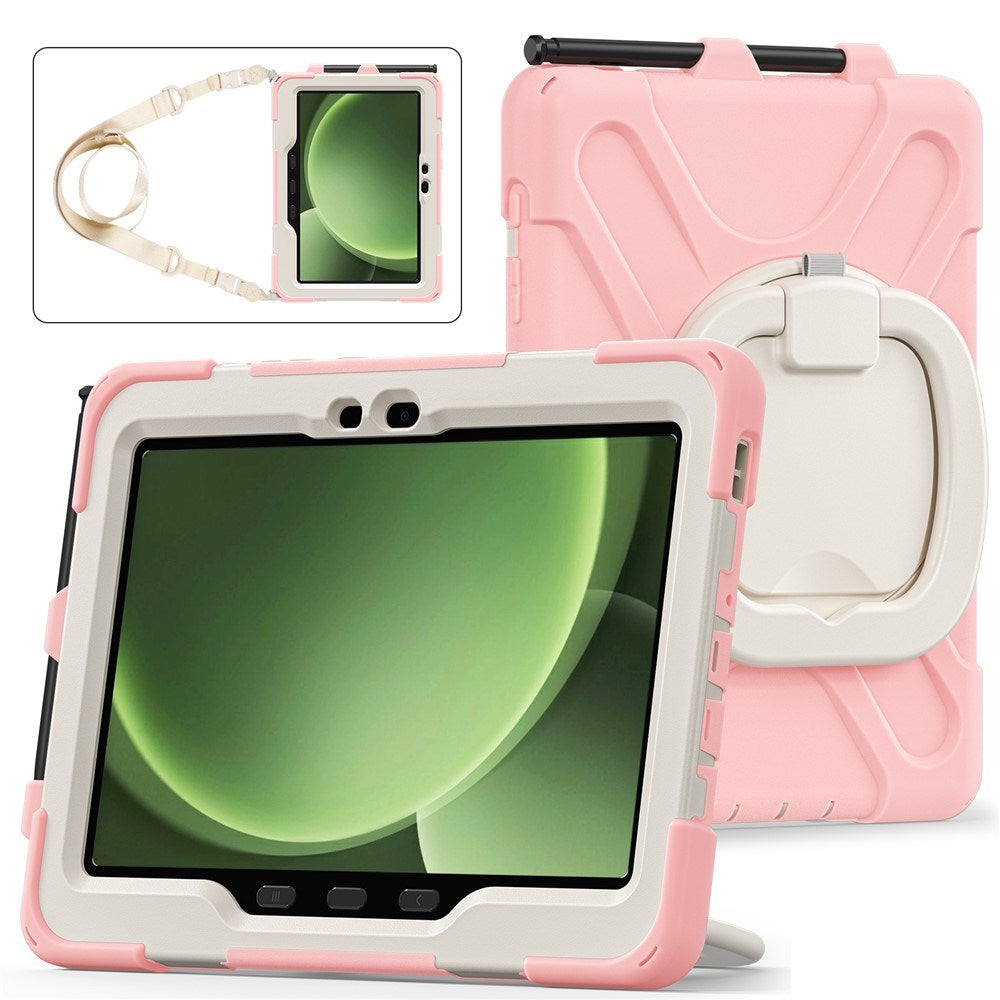 Samsung Galaxy Tab Active5 Pro / Active4 Pro EIDERWOOD Plast Børne Cover m. Kickstand & Strop - Lyserød