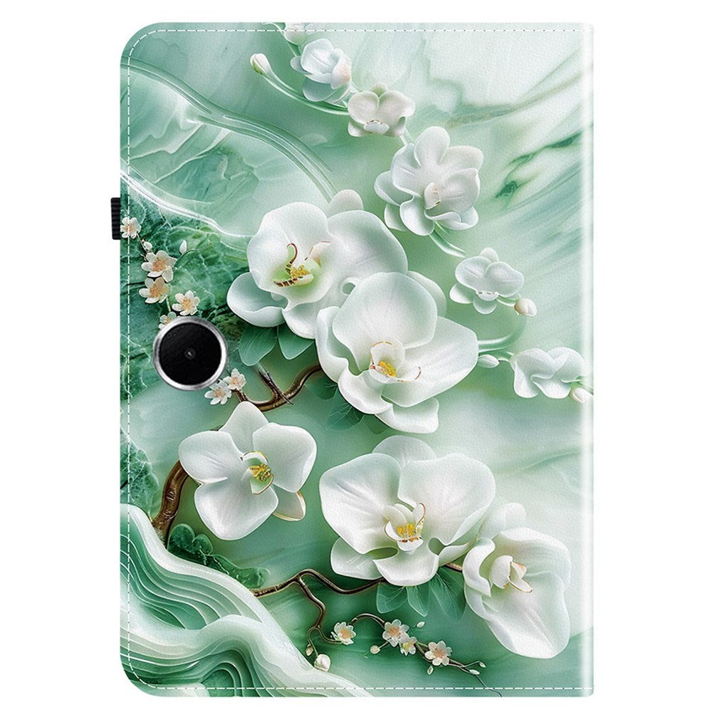 EIDERWOOD OnePlus Pad Lite Kunstlæder Flip Tablet Cover m. Motiv - Blomster / Hvid