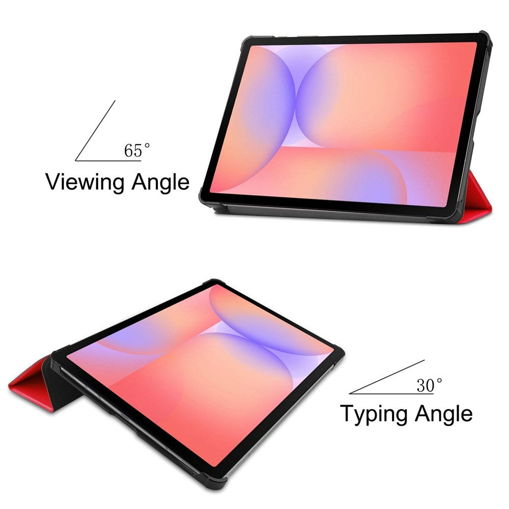 EIDERWOOD Samsung Galaxy Tab S11 / S10 Lite Tri-Fold Kunstlæder Flip Cover m. Stylus Pen Holder - Rød