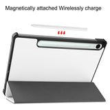 EIDERWOOD Samsung Galaxy Tab S11 / S10 Lite Tri-Fold Kunstlæder Flip Cover m. Stylus Pen Holder - Hvid