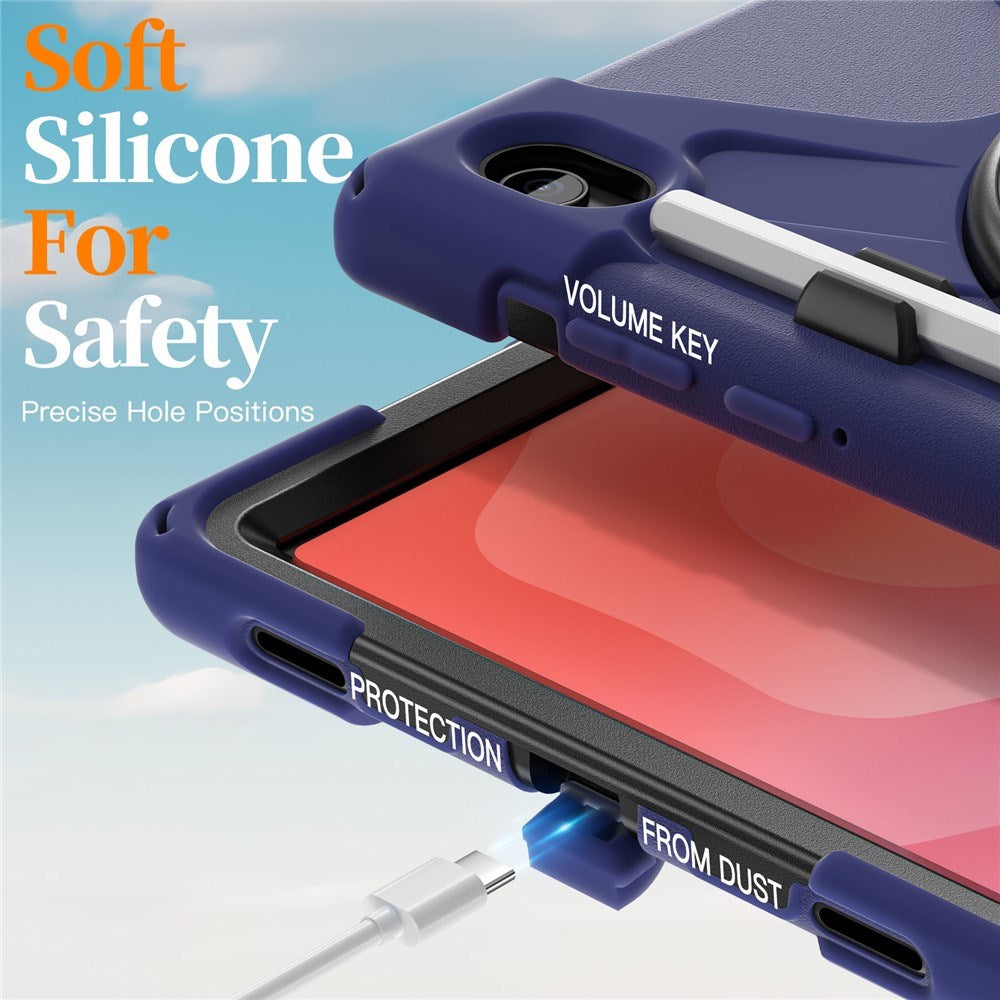 EIDERWOOD Samsung Galaxy Tab S11 Stødabsorberende Cover m. Roterbar Ståfunktion & Velcrostrop - Mørkeblå