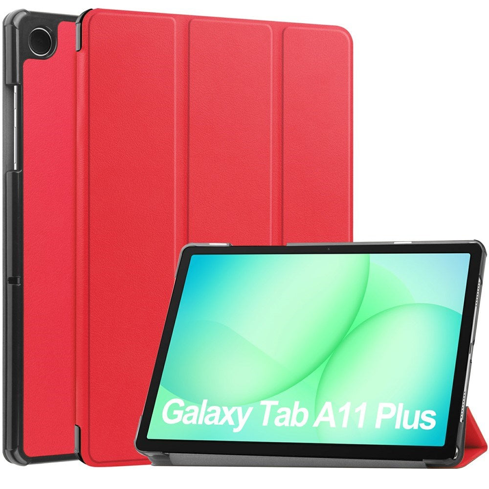 Samsung Galaxy Tab A11+ (Plus) EIDERWOOD Kunstlæder Tablet Cover m. Standerfunktion - Rød