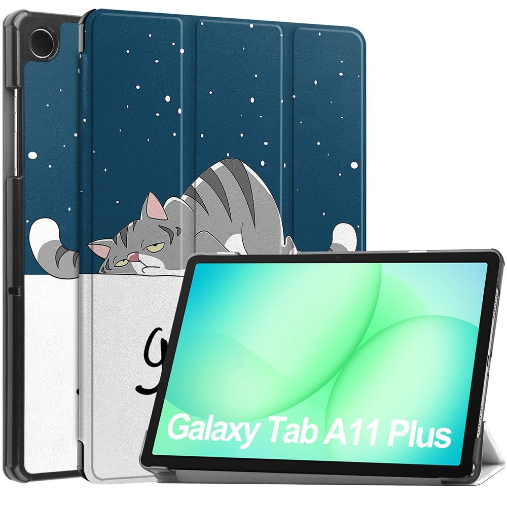 Samsung Galaxy Tab A11+ (Plus) EIDERWOOD Kunstlæder Tablet Cover m. Motiv - Sovende Kat