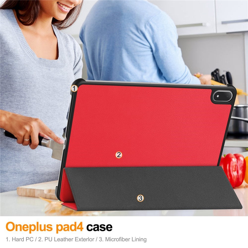 EIDERWOOD OnePlus Pad 4 Kunstlæder Flip Cover - Rød