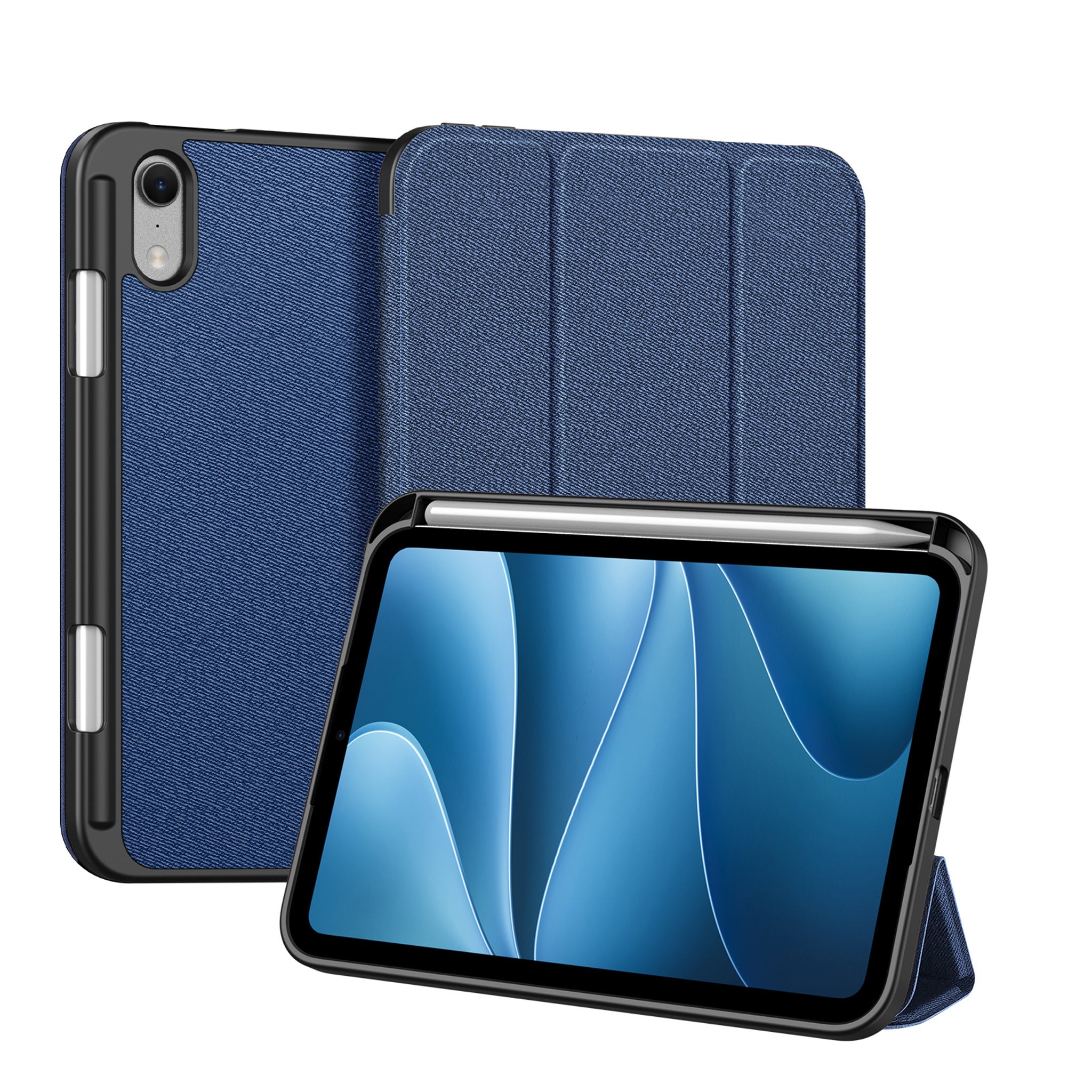 iPad Mini (2026) 8. Gen. DUX DUCIS DOMO Tri-Fold Kunstlæder Flip Cover m. Ståfunktion - Blå
