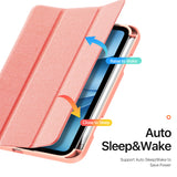 iPad Mini (2026) 8. Gen. DUX DUCIS DOMO Tri-Fold Kunstlæder Flip Cover m. Ståfunktion - Lyserød