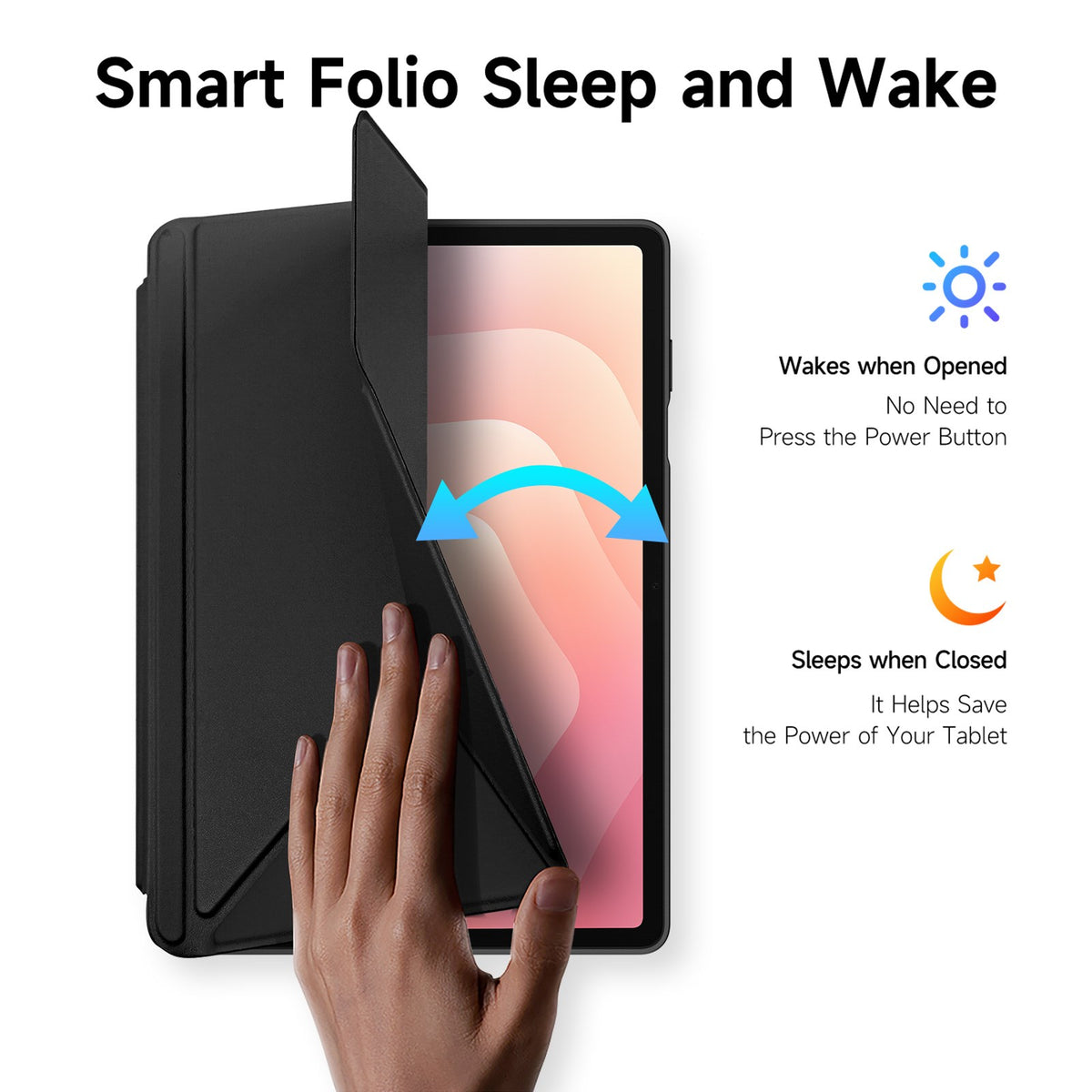 Samsung Galaxy Tab S12+ (Plus) DUX DUCIS Origami Hybrid Kunstlæder Cover - Sort