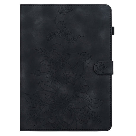 iPad Mini (2026) 8. Gen. EIDERWOOD Kunstlæder Flip Cover - Blomster Tekstureret - Sort