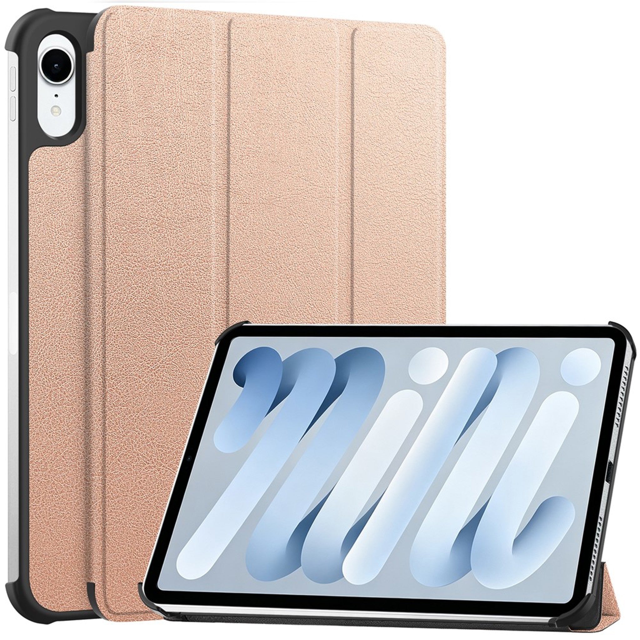 iPad Mini (2026) 8. Gen. EIDERWOOD Kunstlæder Flip Cover m. Ståfunktion - Rose Gold