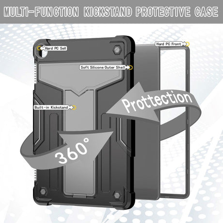 Lenovo Tab M10 (3. generasjon) 10,1" (TB-328F/TB-328X) Håndverksdeksel med stativ - svart / grå