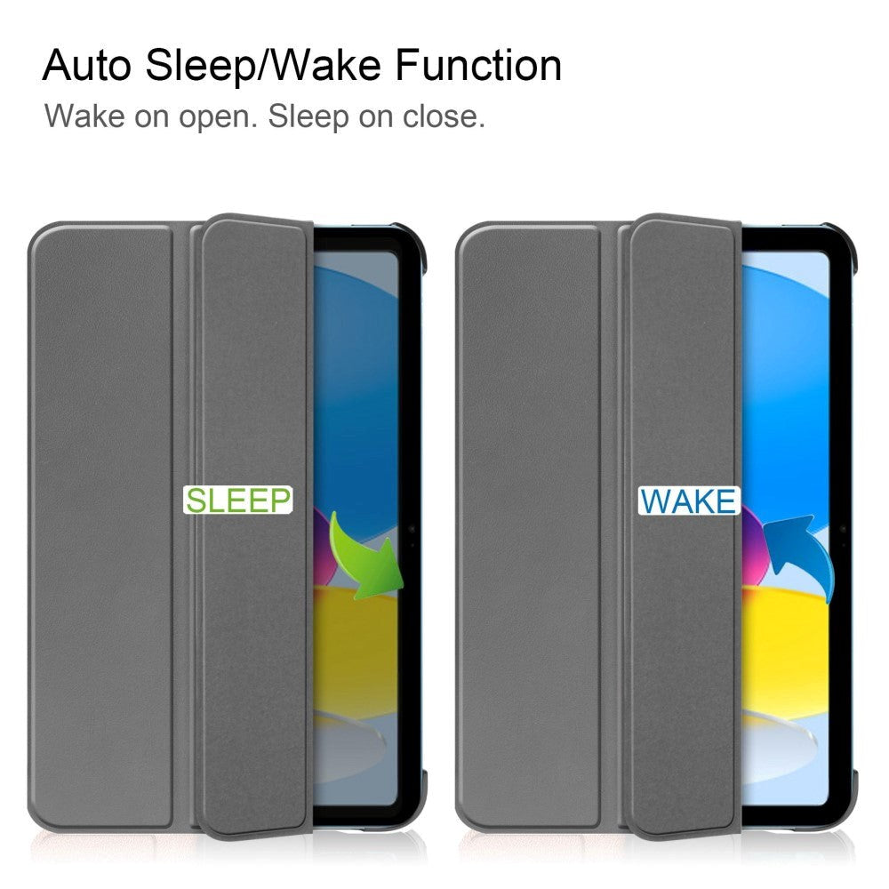 Apple iPad 11" (2025) / iPad 10,9" (2024/2022) Leather Flip Cover m. Stativ - Grå