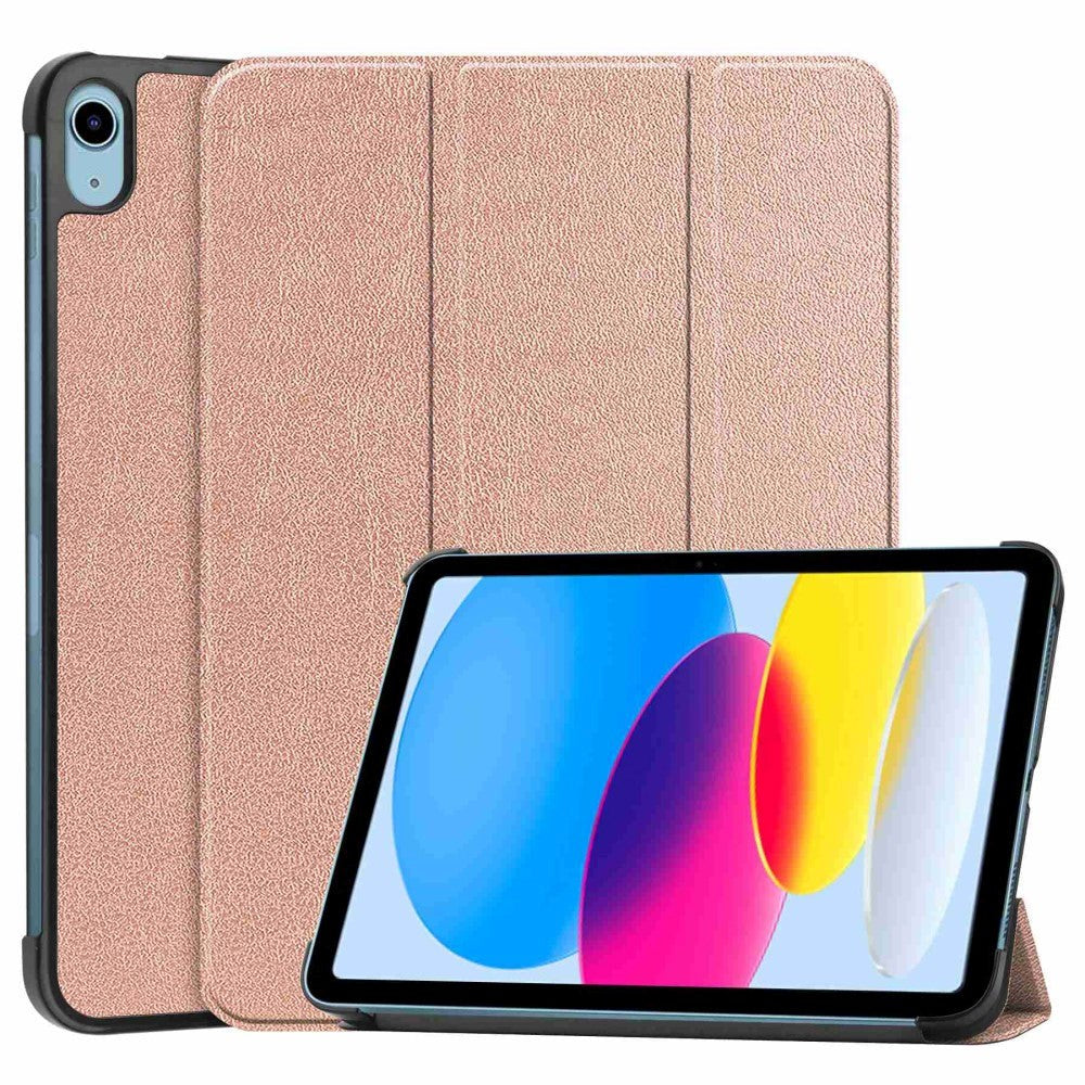Apple iPad 11" (2025) / iPad 10,9" (2024/2022) Leather Flip Cover m. Stativ - Rose gull