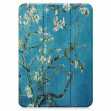 iPad 11" (2025) / iPad 10,9" (2024/2022) Leather Flip Cover m. Tri-fold stativ - hvite blomster