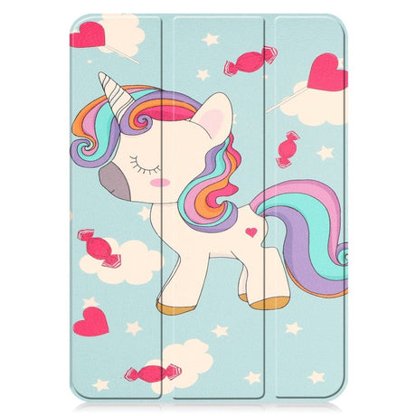 iPad 11" (2025) / iPad 10,9" (2024/2022) Leather Flip Cover m. Tri-fold stativ - Unicorn