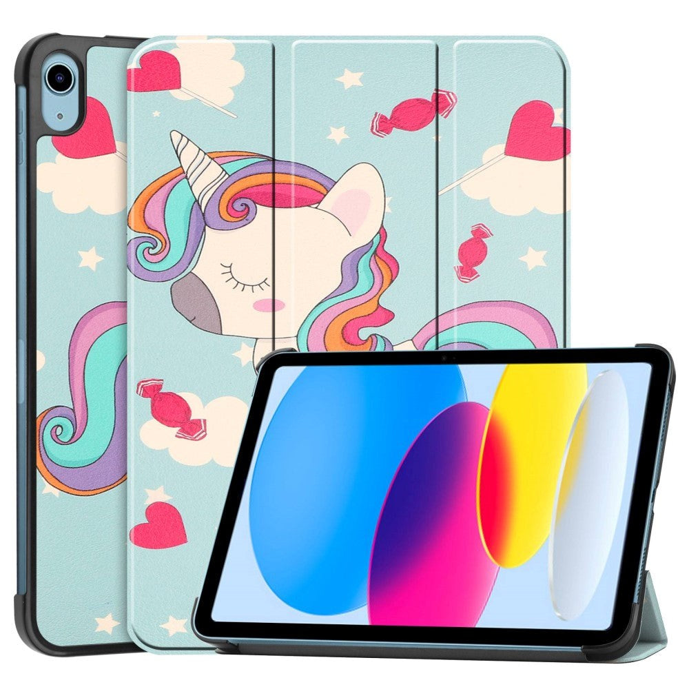 iPad 11" (2025) / iPad 10,9" (2024/2022) Leather Flip Cover m. Tri-fold stativ - Unicorn