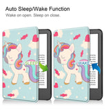 Amazon Kindle 11. generasjon (2022) Faux Leather Flip Cover m. Søvnfunksjon - Unicorn
