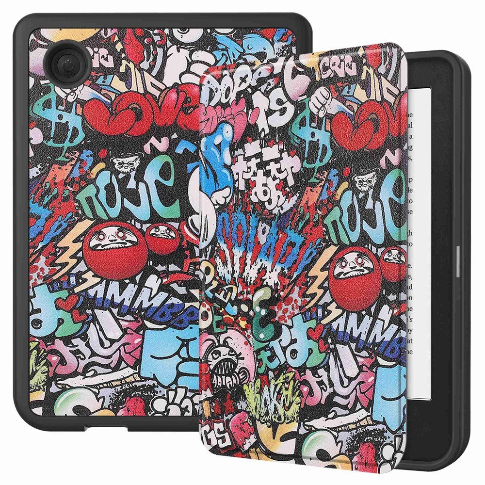 Kobo Clara 2E Leathette Flip Cover m. Søvnfunksjon - Graffiti