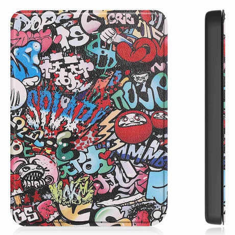 Kobo Clara 2E Leathette Flip Cover m. Søvnfunksjon - Graffiti