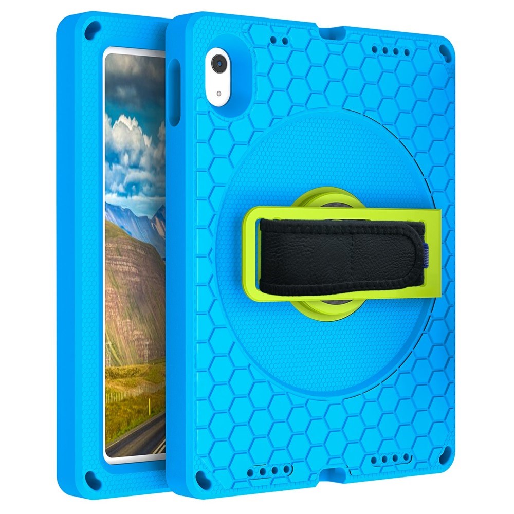 iPad 11" (2025) / iPad 10,9" (2024/2022) EVA-skumbakdeksel m. Stativ, håndholder &amp; skulderstropp - blå