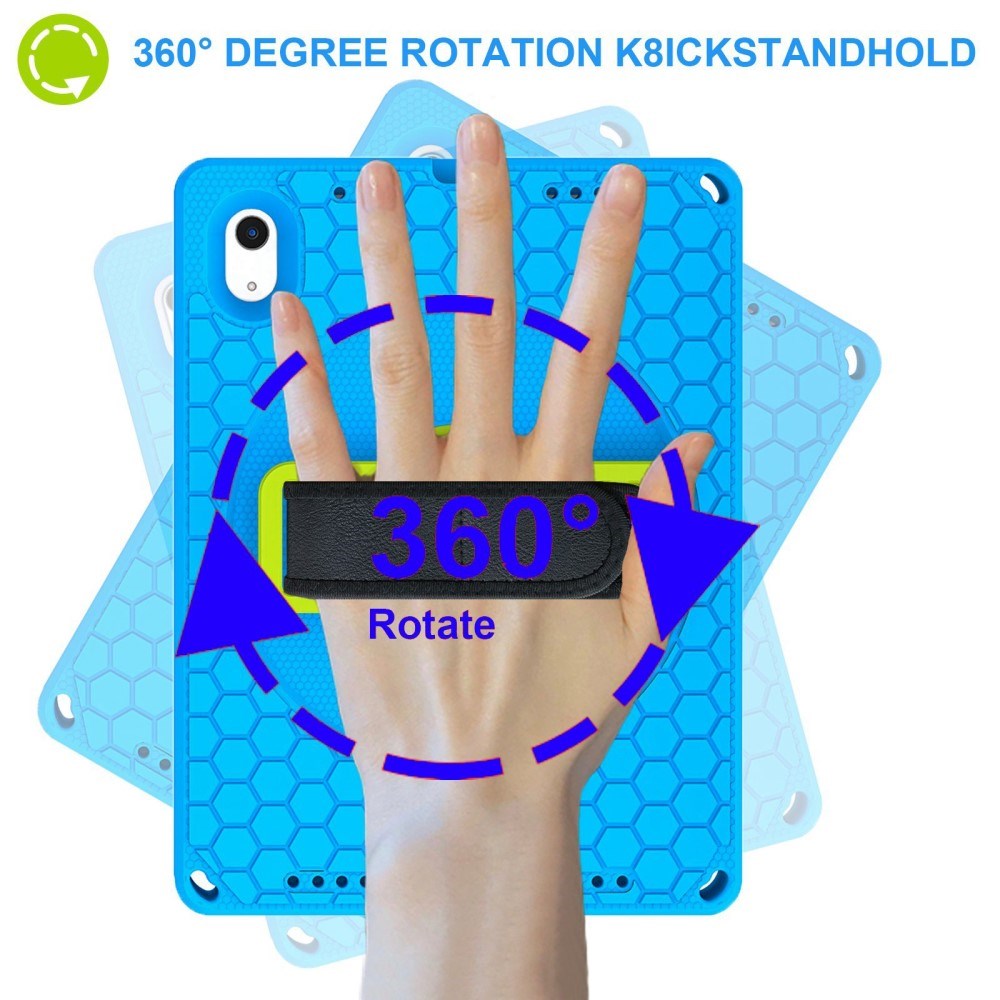 iPad 11" (2025) / iPad 10,9" (2024/2022) EVA-skumbakdeksel m. Stativ, håndholder &amp; skulderstropp - blå