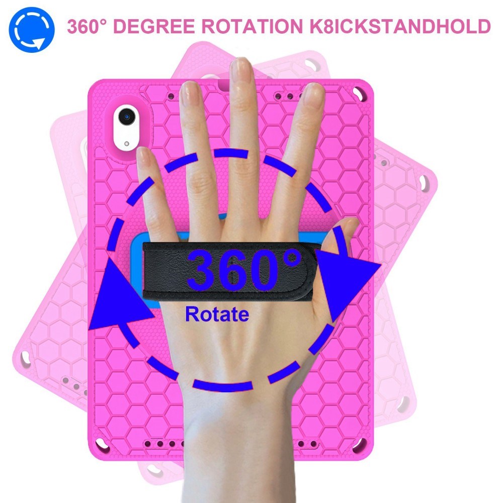 iPad 11" (2025) / iPad 10,9" (2024/2022) EVA-skumbakdeksel m. Stativ, håndholder og skulderstropp - Rosa