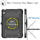 iPad 11" (2025) / iPad 10,9" (2024/2022) Tøft silikondeksel m. 360 graders stativ og bærestropp - svart