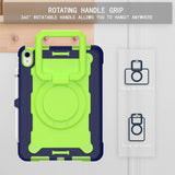 iPad 11" (2025) / iPad 10,9" (2024/2022) Tøft silikondeksel m. 360 graders fot &amp; bærestropp - grønn / blå