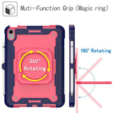 iPad 11" (2025) / iPad 10,9" (2024/2022) Tøft silikondeksel m. 360 graders fot &amp; bærestropp - rosa / blå