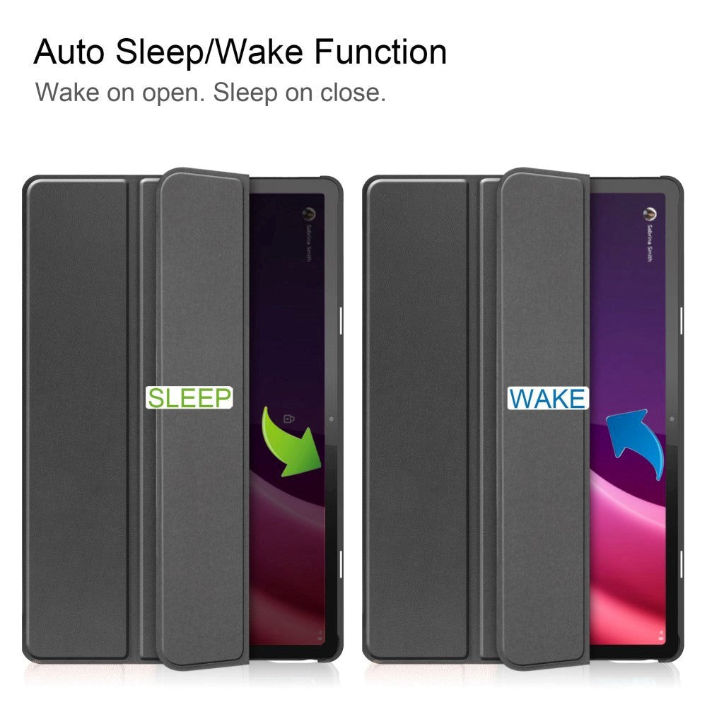 Lenovo Tab P11 Gen. 2 Tri-fold Leather Flip Cover m. Sleep Function - Svart