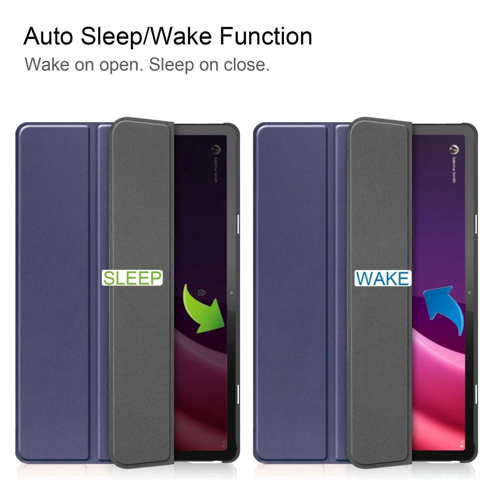 Lenovo Tab P11 Gen. 2 Tri-fold Leather Flip Cover m. Søvnfunksjon - Blå