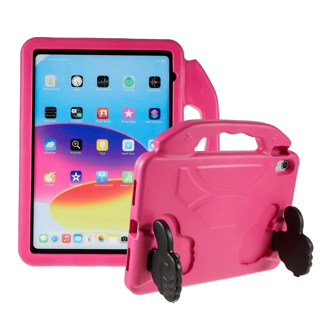 iPad 11" (2025) / iPad 10.9" (2024/2022) Børne cover - Thumb Kickstand Bagside Cover - Pink