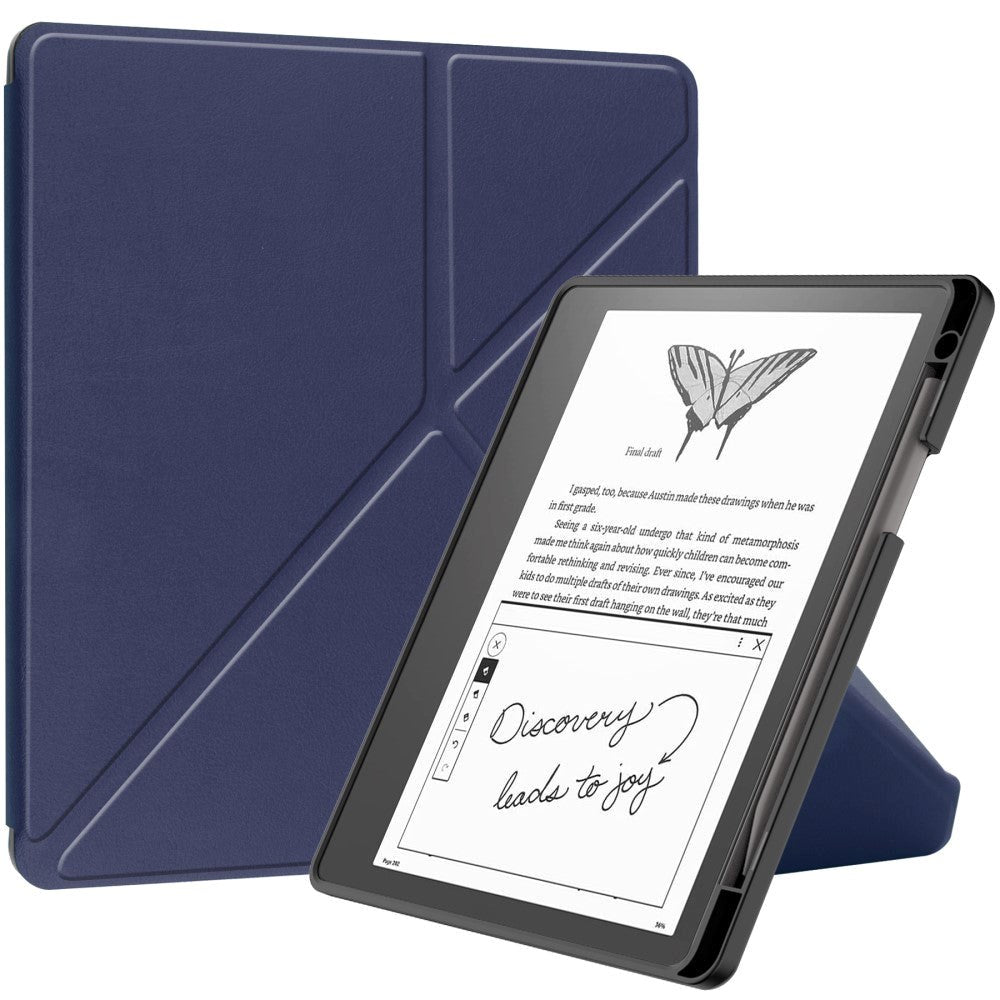 Amazon Kindle Scribe 11th Generation (2022) Origami Faux Leather Flip Cover m. Penneholder - Mørkeblå