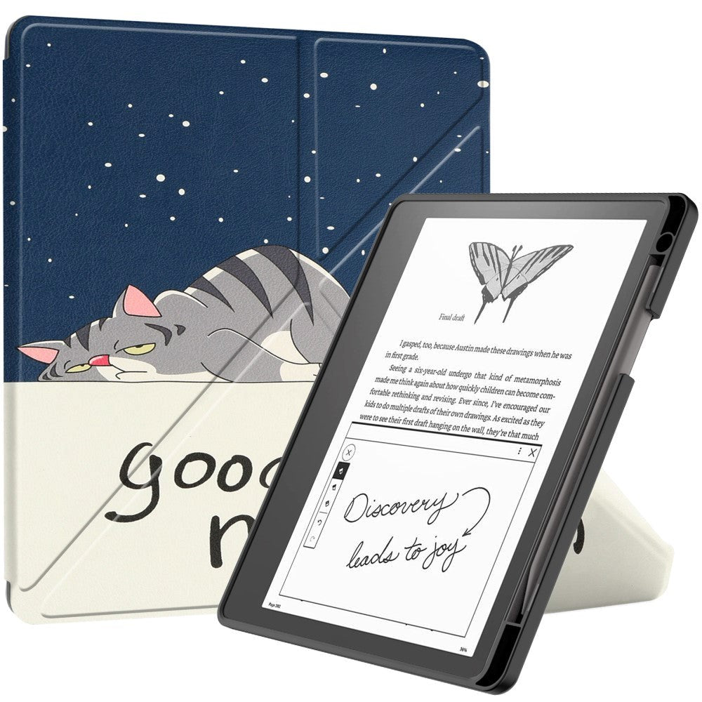 Amazon Kindle Scribe 11. generasjon (2022) Origami Leather Flip Cover m. Penneholder - Kat