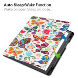 Amazon Kindle Scribe 11. generasjon (2022) Origami Leather Flip Cover m. Penneholder - Fargerike sommerfugler