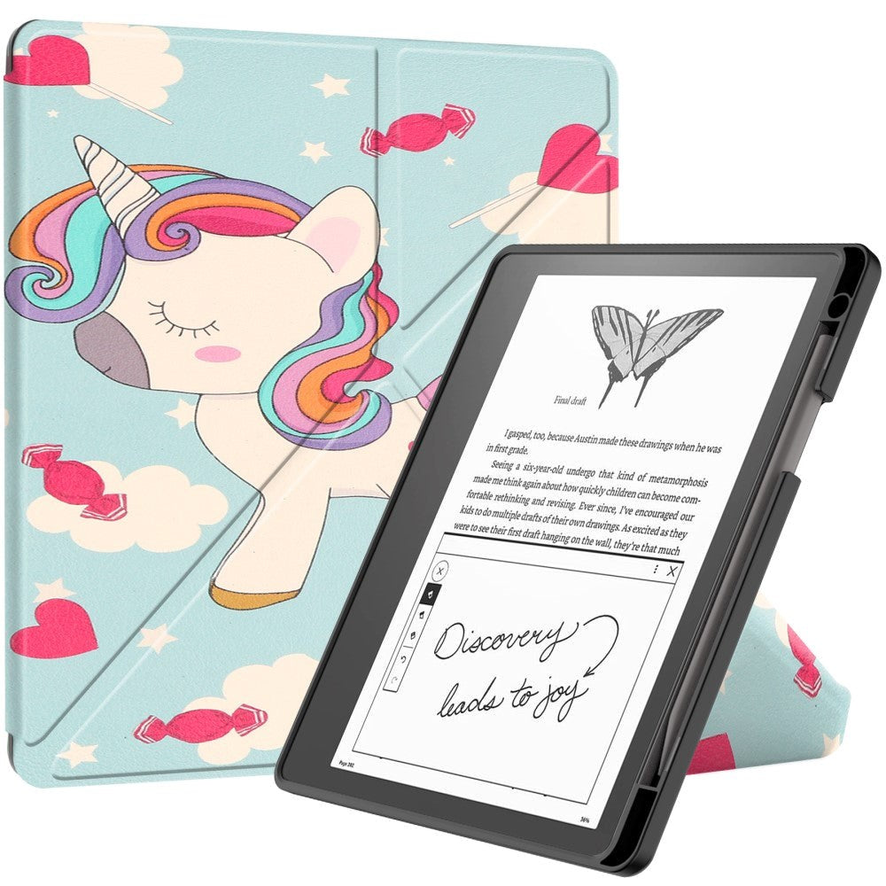 Amazon Kindle Scribe 11. generasjon (2022) Origami Leather Flip Cover m. Penneholder - Unicorn
