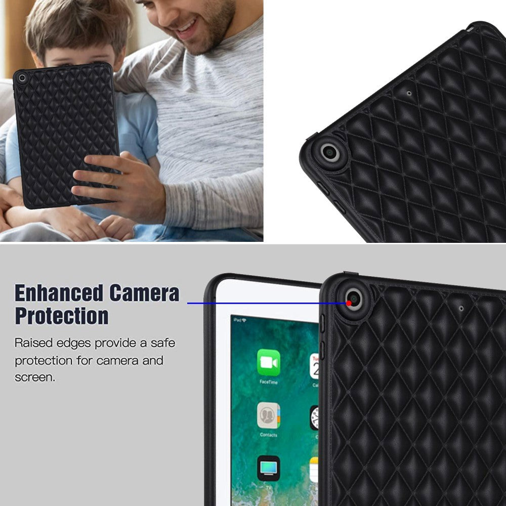iPad 9.7 (2018-2017) / iPad Air 2 fleksibelt plastdeksel - Rhombe Design - Svart