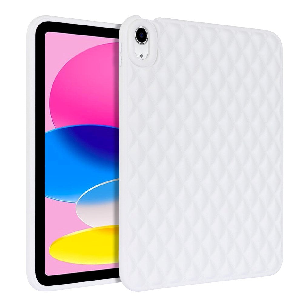 iPad 10.9" (2022) Fleksibelt Plastik Bagside Cover - Rhombe Design - Hvid