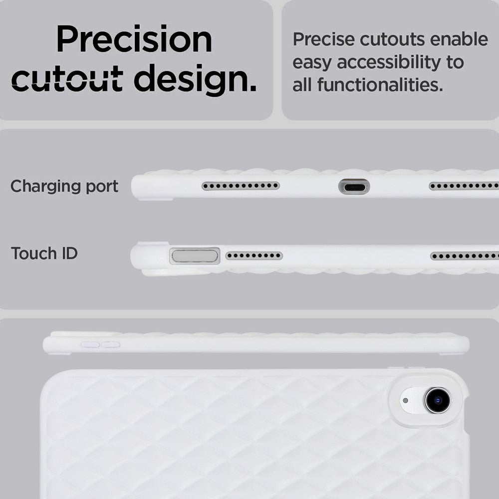 iPad 10.9" (2022) Fleksibelt Plastik Bagside Cover - Rhombe Design - Hvid