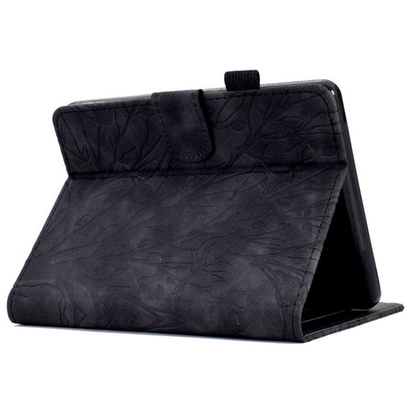 Amazon Kindle 11th Generation (2022) Leather Flip Cover m. Lommebok - Wood Imprint - Sort