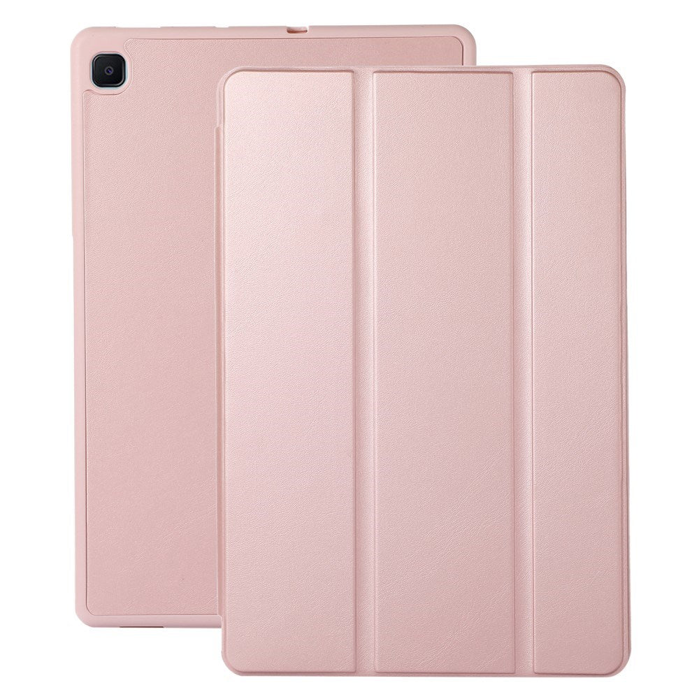 Samsung Galaxy Tab S6 Lite (2020-2024) Magnetisk Tri-Fold flip-deksel i skinn med. Blyantholder - Rose gull